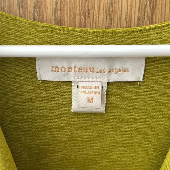 Monteau Los Angeles Chartreuse Lime Green Wrap Dress Size M - Picture 3 of 8